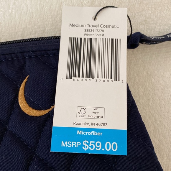 2pc Travel Set Vera Bradley Large Tote+Medium Cosmetic Winter Forest pattern NWT - Picture 10 of 12